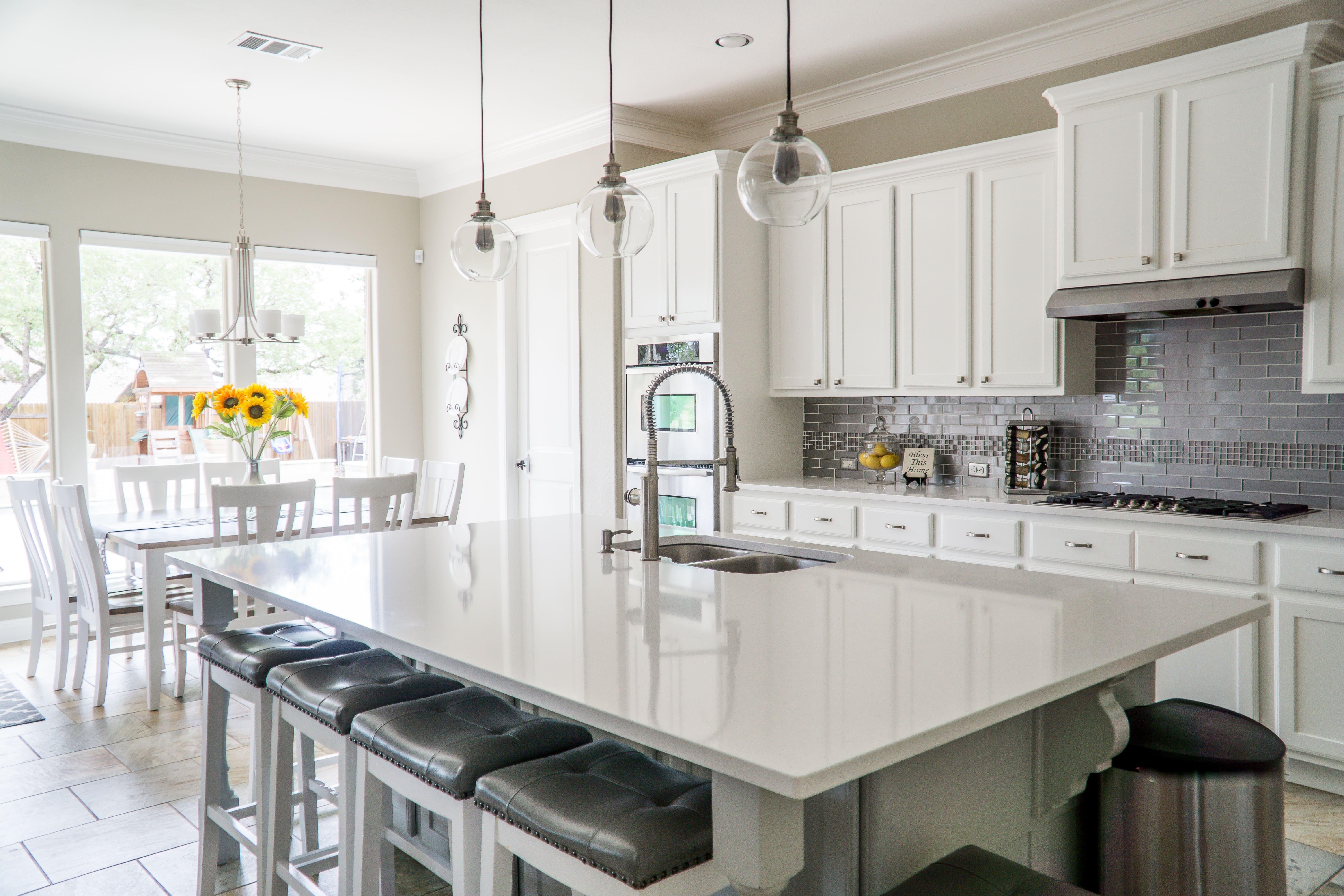 Modern White Kitchen with Island